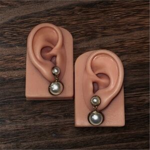 Gold and Silver Pearl Dangle Earrings